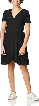 スター Star Vixen Womens Plus-Size Short-Sleeve Ballerina Wrap Dress Black Solid Size レディース