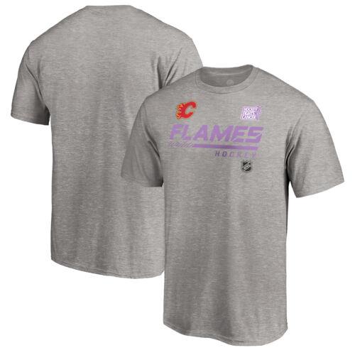 Men's Fanatics Heather Gray Calgary Flames 2020 Hockey Fights Cancer T-Shirt 