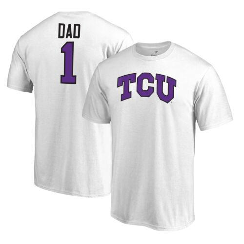 2023/12/25 Men 039 s Fanatics White TCU Horned Frogs 1 Dad T-Shirt メンズ