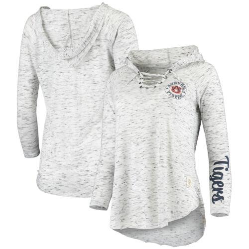 楽天サンガプレス ボックス Women's Pressbox Gray Auburn Tigers Space Dye Lace-Up V-Neck Long Sleeve T-Shirt レディース