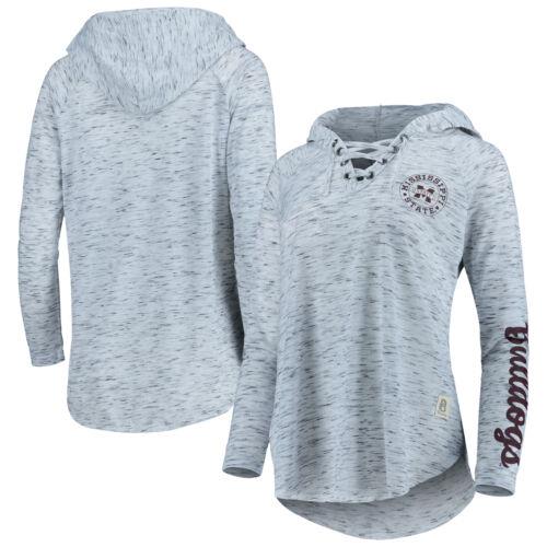 楽天サンガプレス ボックス Women's Pressbox Gray Mississippi State Bulldogs Space Dye Lace-Up V-Neck Raglan レディース