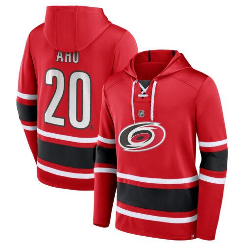 Men's Fanatics Sebastian Aho Red Carolina Hurricanes Name &Number Lace-Up 