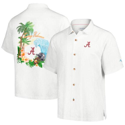 楽天サンガトミーバハマ Men's Tommy Bahama White Alabama Crimson Tide Castaway Game Camp Button-Up Shirt メンズ