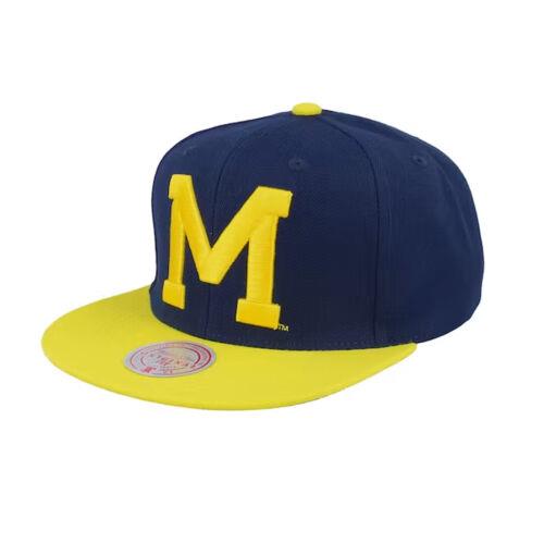 ミッチェルアンドネス Mitchell & Ness Michigan Wolverines 2 Tone 2.0 Snapback (Navy/Yellow) Hat メンズ