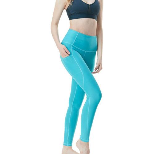 TSLA Tesla FYP54 Women's Tummy Control Yoga Pants - XS - Solid Aqua fB[X