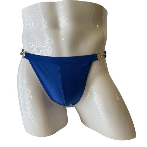 Unbranded Swim Brief Mens Royal Blue Gold Tone Hardware Medium New Lined Side Cutouts メンズ