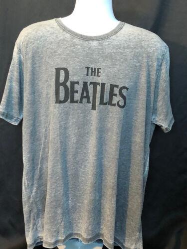 The Beatles-Drop T Logo 2X Bunout Fashion Charcoal Grey t-shirt メンズ