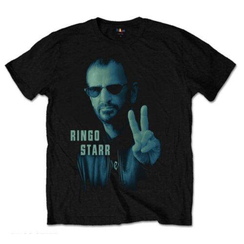 The Beatles-Rubber Soul- ソウル Ringo Starr - Colour Peace - Black T-shirt メンズ