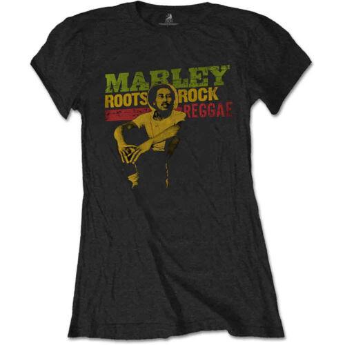 Zion Rootswear Bob Marley - Roots Rock Reggae - Ladies Junior Black T-shirt レディース