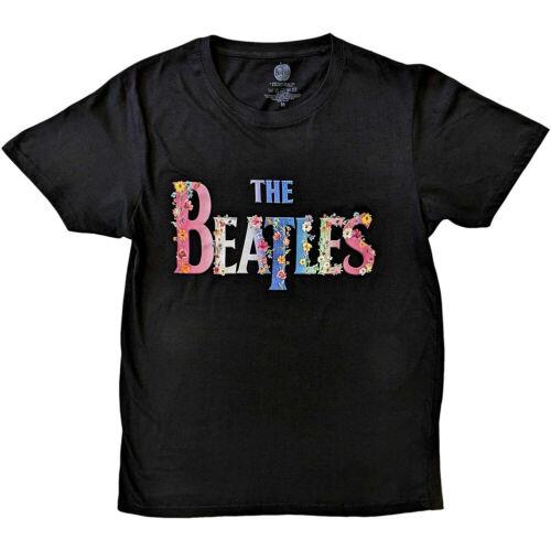 The Beatles-Rubber Soul- ソウル The Beatles - Floral Logo - Black T-shirt メンズ