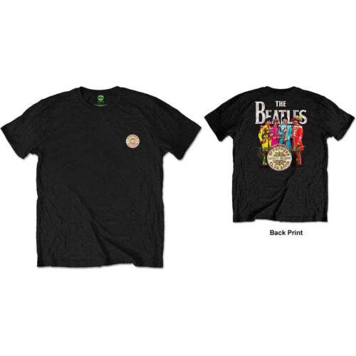 The Beatles - Sgt Pepper Logo with LP Backprint - Black t-shirt メンズ