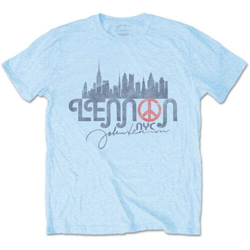 The Beatles John Lennon - NYC Skyline - Light Blue T-shirt メンズ