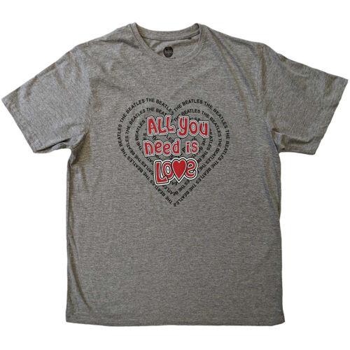 The Beatles-Rubber Soul- ソウル The Beatles - All You Need Is Love Heart - Grey T-shirt メンズ