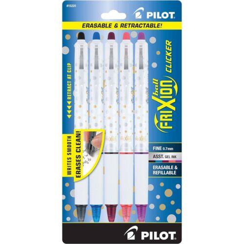 Pilot Gel Pen Frixion Ball Clicker Assorted 0.7mm Erasable Pack of 5 15220 ˥å