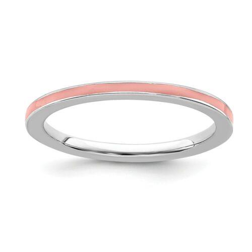 楽天サンガSterling Silver Stackable Expressions Pink Enameled 1.5mm Ring ユニセックス