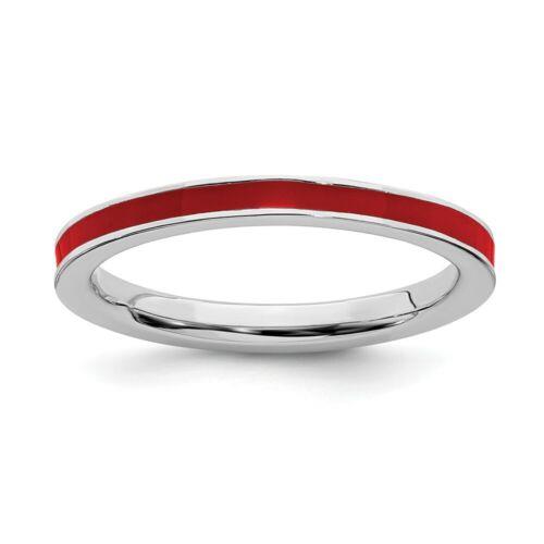 楽天サンガSterling Silver Stackable Expressions Red Enameled 2.25mm Ring ユニセックス