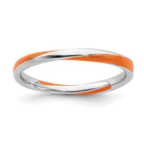 楽天サンガSterling Silver Stackable Expressions Twisted Orange Enameled Ring ユニセックス