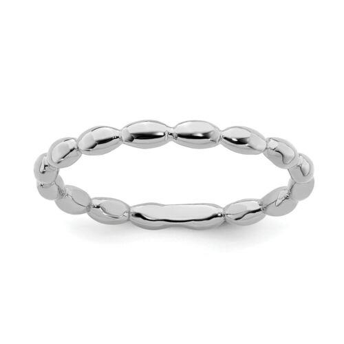 Sterling Silver Stackable Expressions Rhodium Rice Ring ユニセックス