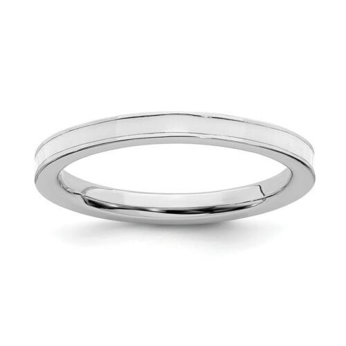 楽天サンガSterling Silver Stackable Expressions White Enameled 2.25mm Ring ユニセックス