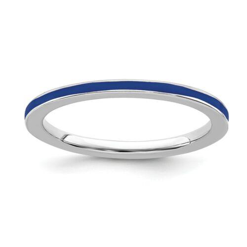 楽天サンガSterling Silver Stackable Expressions Blue Enameled 1.5mm Ring ユニセックス