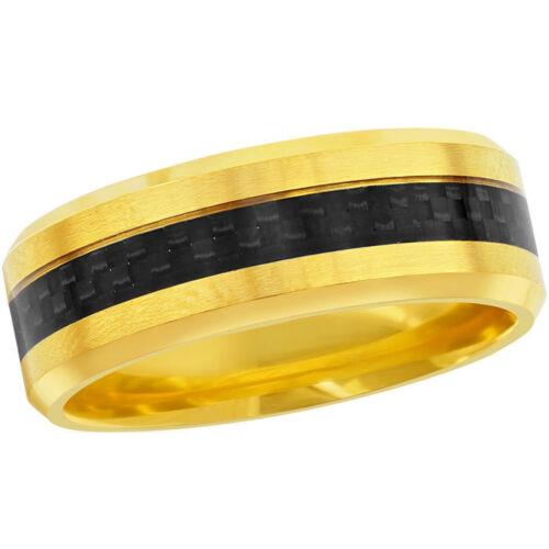 Blackjack Men's Ring Gold Tone Steel with Black Carbon Fiber Size 11 SW-2115-11 メンズ