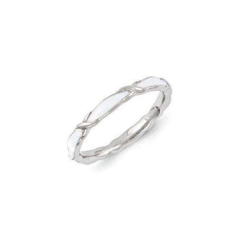 楽天サンガSterling Silver Stackable Expressions White Enameled Ring ユニセックス