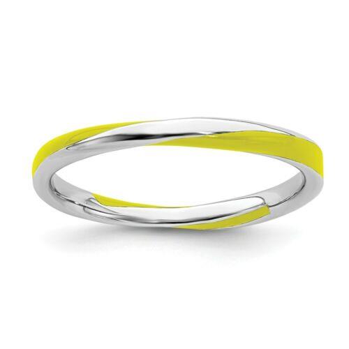楽天サンガSterling Silver Stackable Expressions Twisted Yellow Enameled Ring ユニセックス