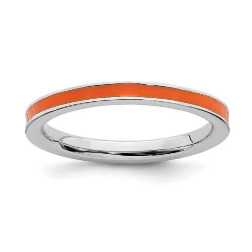 楽天サンガSterling Silver Stackable Expressions Orange Enameled 2.25mm Ring ユニセックス