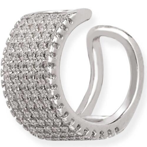 Classic Women's Earring Sterling Silver Multi Row White CZ Single Cuff D-5763 レディース