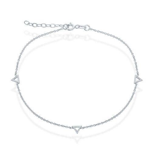 Classic Sterling Silver Open Triangle Anklet ユニセックス