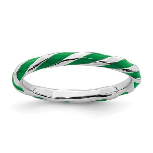 楽天サンガSterling Silver Stackable Expressions Twisted Green Enameled Ring ユニセックス