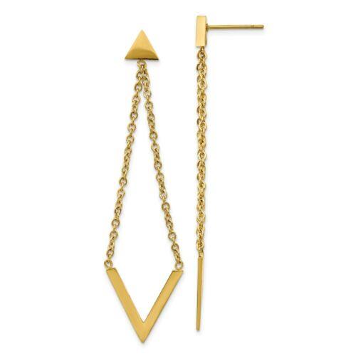 楽天サンガChisel Stainless Steel Polished Yellow IP-plated Triangle Post V Dangle Earrings ユニセックス