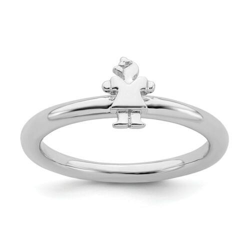 楽天サンガSterling Silver Stackable Expressions Rhodium Girl Ring ユニセックス