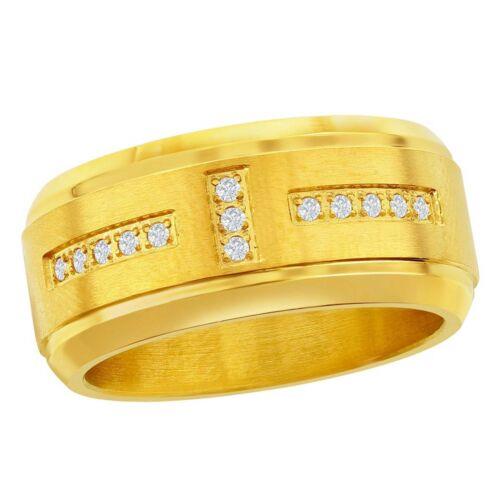 Blackjack Men's Ring Gold Tone Stainless Steel White CZ Band Size 9 SW-2108-9 メンズ
