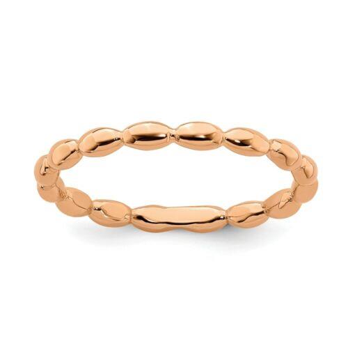 Sterling Silver Stackable Expressions Pink-plated Rice Ring ユニセックス