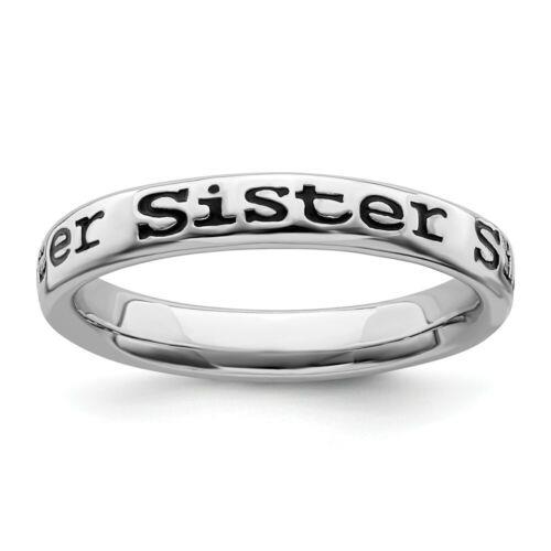 楽天サンガSterling Silver Stackable Expressions Polished Enameled Sister Ring ユニセックス