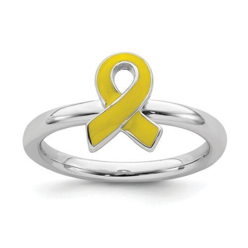 楽天サンガSterling Silver Stackable Expressions Yellow Enameled Awareness Ribbon Ring ユニセックス