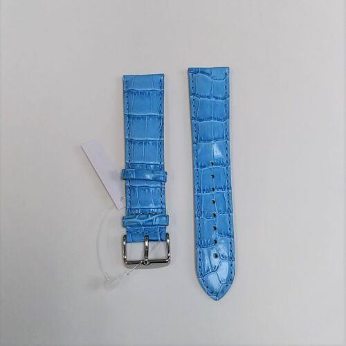 deBeer ディビール Debeer Light Blue Genuine Crocodile Leather Textured Long Watch Strap 22mm Wide