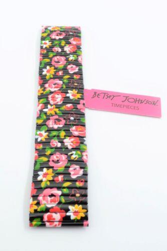 ٥åĥ󥽥 Betsey Johnson Unisex Flower Print Stainless Steel Link Watch Band 28mm Wide