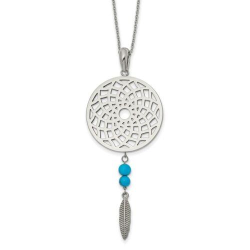 楽天サンガChisel Stainless Steel Polished Imit.Turquoise Dreamcatcher w/2in ext Necklace ユニセックス