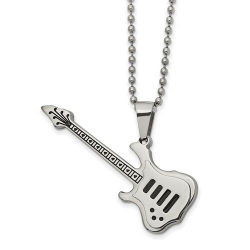 Chisel Stainless Steel Polished with Enamel Guitar 24in Necklace ユニセックス