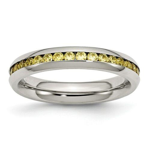 Chisel Stainless Steel 4mm November Yellow CZ Ring ユニセックス