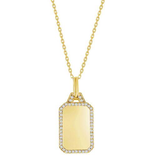 楽天サンガClassic Women's Necklace Gold Plated Rectangle Dog Tag with CZ Border M-7037-GP レディース