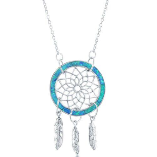 楽天サンガClassic Sterling Silver Blue Inlay Opal Dream Catcher Necklace ユニセックス