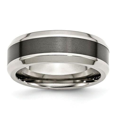 楽天サンガChisel Stainless Steel Base w/Brushed Black Ceramic Center Beveled Band ユニセックス