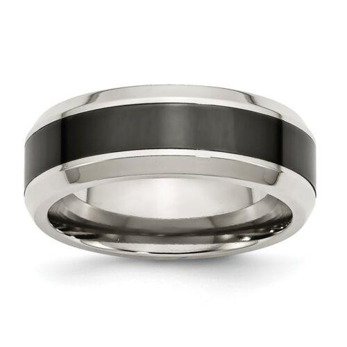 楽天サンガChisel Stainless Steel Base w/Polished Black Ceramic Center Beveled Band ユニセックス