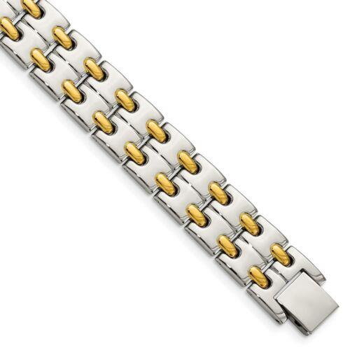 楽天サンガChisel Stainless Steel Polished Yellow IP-plated 8.5in Bracelet ユニセックス