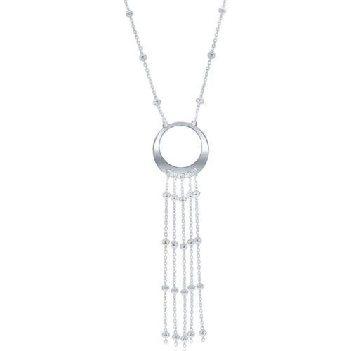 楽天サンガClassic Women's Necklace Silver Tasseled Open Circle Diamond Cut Beaded L-3931 レディース