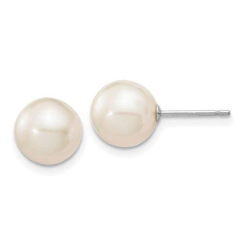 Jewelry 14k White Gold 8-9mm White Round FW Cultured Pearl Stud Post Earrings ˥å