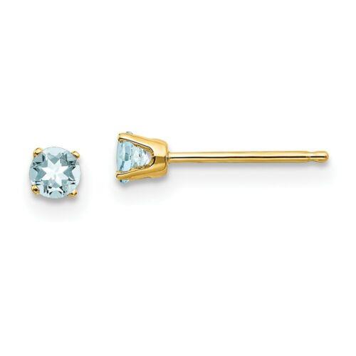 Jewelry 14k 3mm March/Aquamarine Post Earrings ユニセックス
